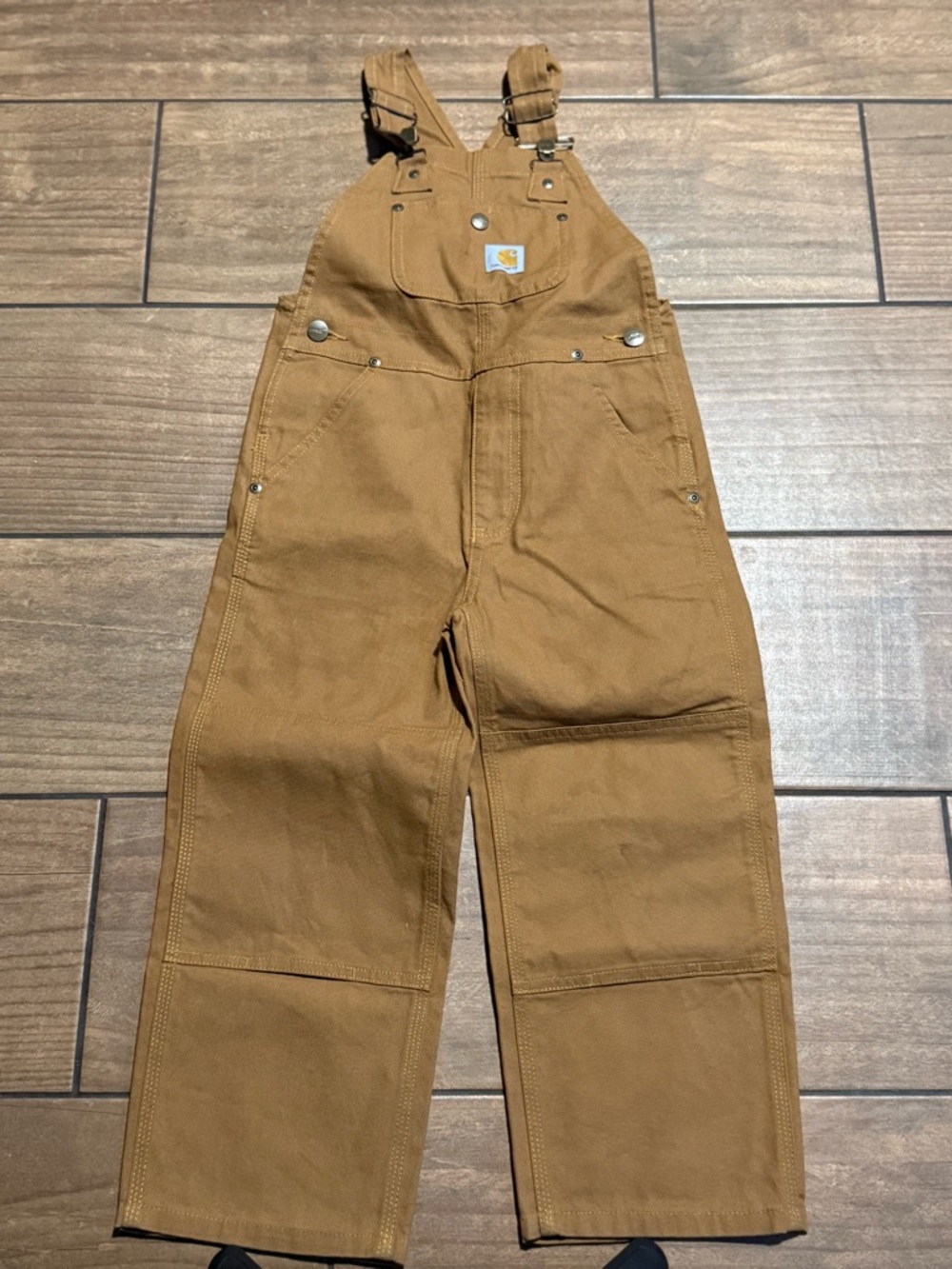 Carhartt Youth Overalls Brown Size 5 Bib Double Knee Canvas 100% Cotton